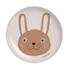 Plates Baby Dinner Cartoon Printed Plate Bamboo Fiber Dishes For Serving Salad Dessert Cake Fruit Kitchen Tableware 20CM