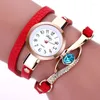 Armbandsur Women Blue Eye Leather Band Rhinestones Armband Quartz Retro Casual Wrist Watch