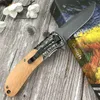 DA157 PLUM OLIVE Trähandtag Taktisk vikbar fickkniv utomhus campingjakt EDC Knivar