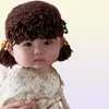 Cute born Baby Girl Beanie Hat Hair Pigtail Braid Wig Cap Winter Warm Knitted Children Kids Girls Hats and Caps 2107139664938