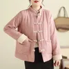 Damenjacken Retro-chinesischer Stil Jacquard-Jacke Frauen Schnalle Stehkragen Vielseitiger gesteppter warmer Mantel Elegante 2024 Frühlingsoberteile Z4332