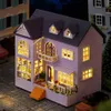 Kit de construction miniature en bois, bricolage, maisons de poupée avec meubles légers Molan Mini Casa, jouets faits à la main pour filles, cadeaux 240102