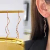 Висячие серьги из настоящего чистого розового золота 18 карат для женщин в подарок Lucky O Link Chain Twist Wavy Tassel