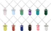 Bullet Shape Real Amethyst Natural Crystal Quartz Healing Point Chakra Bead Gemstone Opal stone Pendant Chain Necklaces Jewelry7092810