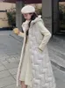 Kvinnors västar väst kvinnor beige ärmlös ner bomullsrock 2024 Autumn Winter Fashion Long Loose Thick Whetm Huveed Waistcoat kläder