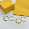 Gold Silber Farbe Luxus Marke Stud Ohrringe Hohl F Brief Ring Messing Engagement Ohrring Für Frauen Party Geschenk Großhandel