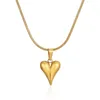 Naszyjniki wiszące Allme teksturowane metaliczne serce miłosne dla kobiet Tytanium Steel 18k złota srebrna srebrna PVD Plane nieczyste dławiki