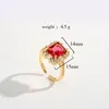 Bagues de cluster Luxe Gold Couleur Big Square Zircon pour femme 2024 Vintage Tempérament Open Ring Party Mode Élégant Bijoux Cadeaux