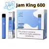 EU Warehouse Jam King 600 puff vape disposable e cigarette 2ml Pre-filled Pod Juice Flavor 20mg crystal vape 550mAh vs Bang vapes elux legend ecig razz bar