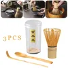 Conjuntos de chá 3 pcs conjunto de chá japonês ferramenta de bambu natural matcha batedor colher e colher chashaku s acessório