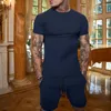 Herrspårar män t -shirt shorts uppsättningar för träning casual sport smal passform bodybuilding sommarkläder