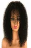 Afro kinky encaracolado peruca de cabelo humano com franja 150 densidade mongol remy cabelo humano perucas dianteiras do laço completo 13x6 parte profunda black2863944