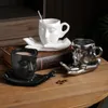 260ml Ceramic Face Coffee Cup Dish with Spoon European Character Mug Decor Afternoon Camellia Tea Breakfast Milk 240102