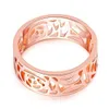 Top Quality Fashion Trendy 8mm 18k rose gold Plated Flower Vintage Wedding bands Rings For Women hollow Design anillo246M