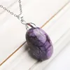 Pendant Necklaces Natural Sugilite Plated Necklace Women Genuine Oval Shaped Fashion Trendy Jewelry