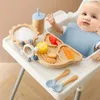 7 stuks siliconen babyvoedingsset babyvoeding benodigdheden kinderen bamboe servies met beker kindergerechten kom spullen servies cadeau 240102