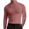 Nuova tendenza Abbigliamento moda uomo europeo e americano, T-shirt a maniche lunghe a collo alto autunno e inverno, Camicia inferiore da uomo, Top tinta unita