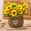 Decorative Flowers Sunflower Artificial Bouquet Yellow Fake For Weddding Decoration Wedding Supplies Room Decor Home Decorations