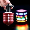 Rotating Gyro With Sound And LED Light Music Spinning Top Pressing StyleImitation WoodMagnetic Flashing Children Luminous Toys 240102