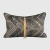 Pillow Light Luxury Modern Geometric Pattern Cover Golden Fringes Pillowcase Sofa Rectangle Waist Backrest