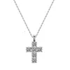 Factory en gros de bijoux croix en or blanc plaqué D VVS1 Moisanite Diamond Chain 925 Collier en argent pour les femmes Pendant