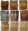 Clip dans les extensions de cheveux humains blond noir brun 1522 pouces 70g paquet brésilien indien double trame pour tête complète6418439