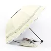 Şemsiye 1/2pcs Dantel Kadınlar Yağmur Şemsiyesi Güneş Paraguas Mujer Siyah Parasol Katlanır Prenses Guardia Chuva Invertido UV Koruma