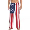 Homens sleepwear estados unidos bandeira 3d casual pijama calças cordão bolsos sono bottoms 2024 masculino impresso solto calças retas