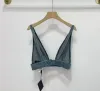 2024 Womens Designers T Shirts Underwear With Metal Triangle Badge Sexig Deep V Denim Sling Tube Tops