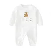 rompers in stock 100 ٪ cotton newborn Kids Rompers Hat Baby Boys Girls Fashion Designer Print Long Sleeve Bemsuit DHRH4