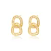 Hoop Earrings Korean Luxury Double Circle Silver Gold Color Metal Crystal Drop For Women Zircon Dangle Exquisite Jewelry Gifts