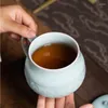 Tazze Tazza da caffè Tazza da tè Tazza da 13 once con coperchio Forno a microonde e lavabile in lavastoviglie Bicchieri in porcellana cinese Celadon Ceramica