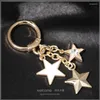 Keychains Luxury Star Gold Color Keychain for Women Trinket Ring Car Bag Pendent Charm X330