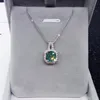 Pendentif rond en Moissanite verte 2ct, en argent Sterling 925, collier à breloques de mariage pour femmes, ras du cou de fête, bijoux cadeau 1934