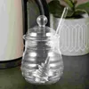 Ensembles de vaisselle Pot de miel Dipper Couvercle Distributeur de verre Pot transparent Conteneur Mignon Réutilisable Joint Magasin Sirop