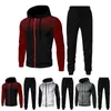 Herrspår Simplicity Sport Jogger Suit Autumn and Winter Comfort Warm Hoodies Pants Outdoor Zipper Athletic Plus Size