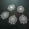 Charms 6pcs/lot 27X32mm Alloy Perforated Pendant Antique Silver Plated For Handmade Hanging Crafts