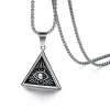 Collier pendentif pyramide égyptienne en or jaune 14K, collier mauvais œil qui voit tout, Triangle géométrique, bijoux