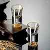 Weingläser, bleifreies Kristallglas, vergoldet, eingebaut in 24 Karat Blattgold, luxuriöser goldener Wodka-Spirit, kleine Jinshan-Folie