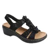 Scarpe eleganti Sandali da donna estivi Sandali con zeppa a fiori Ortopedia Retro Roma Sandali di grandi dimensioni Casual comodi Sandali con punta aperta Mujer