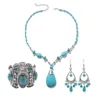 Anhänger Halsketten Bohemian Türkis Für Frauen Vintage Handgemachte Steinperlen Western Schmuck Boho Halskette Set Geschenk