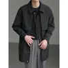 Windbreaker Men's Korean Style Loose Medium Length 2023 Spring and Autumn Season Trendy Casual Flip Collar Big Coat