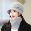 Rabbit Wool Knit Hats Kobiety ciepłe markę zimowe czapki czapki lady syjamski hat hat żeńskie włosy wiatroodporne plus aksamitne czapkę 240102