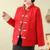 Damenjacken Retro-chinesischer Stil Jacquard-Jacke Frauen Schnalle Stehkragen Vielseitiger gesteppter warmer Mantel Elegante 2024 Frühlingsoberteile Z4332