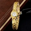 Horloges Damespolshorloge Gouden armband Kleine wijzerplaat Elegant horloge met harthanger Dames Dames Roestvrij stalen pols voor dames