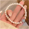 Chaîne douce perle d'eau douce bracelet aigue-marine perles de cristal mode femmes été plage élastique amitié bracelets livraison directe Dh0Cv