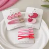 Haaraccessoires Zoet Schattig Roze Set Meisjes Haarspeld Mode Mooi Kinderen Klein Acryl Hart Dames Clip Hoofdtooi