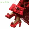 Dress Shoes Red Color Fashionable Italian Women Matching Bag With Applique Mature African Ladies Super High Heels Sandals For Party