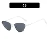 Sunglasses 2024 Cat Eye Metal Hinger Triangle Frame Women Fashion For Small Face Lady Shades