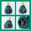 Pet Cat Bed Christmas Comfortable Pet Bed Christmas Tree Winter Warm Pets Nest Cat House Mat Dog Bed For Cats Litter Kennel Home 240102